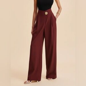 Commense Embellished High-Waist Wide-Leg Pants